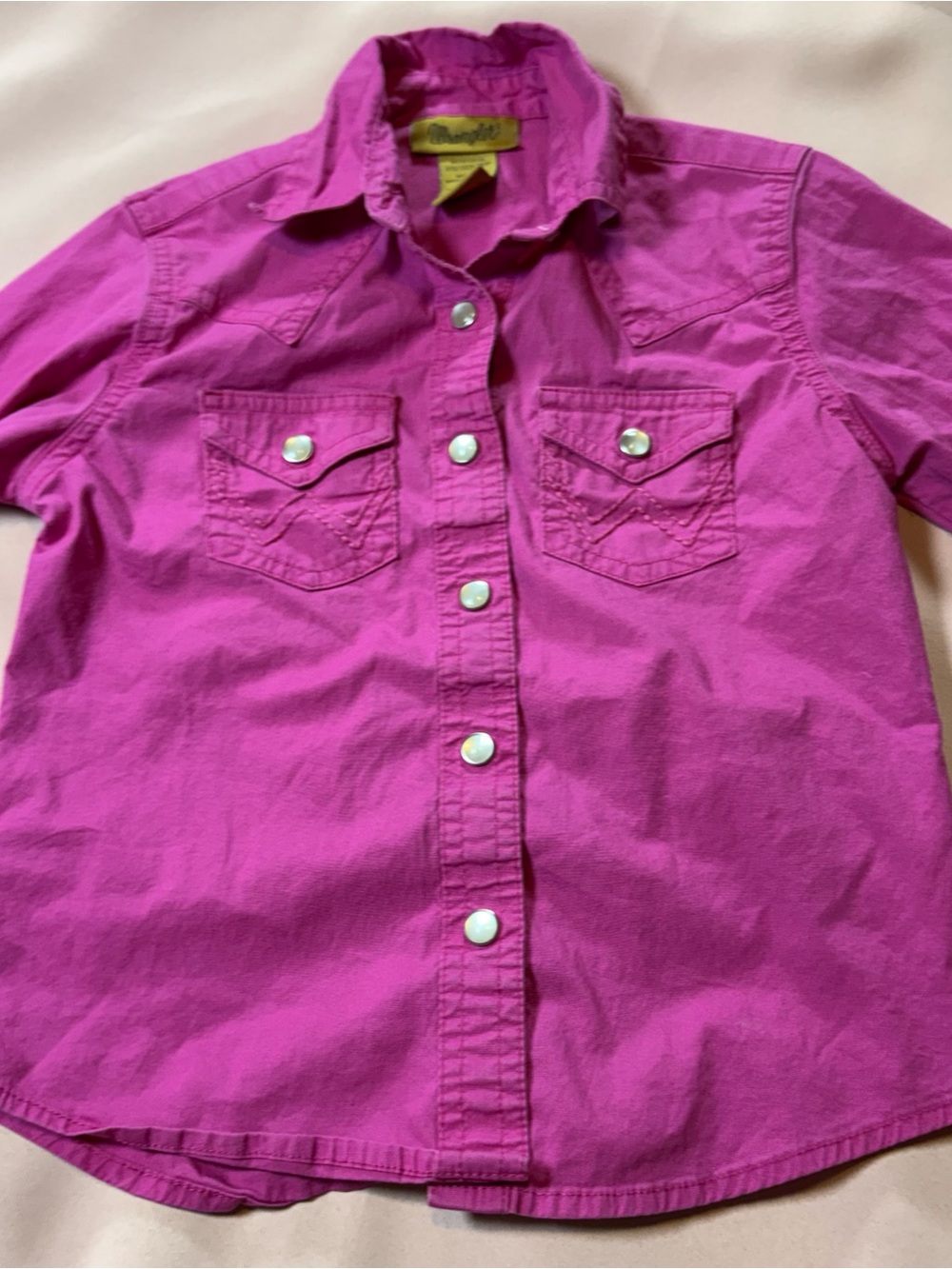 Wrangler Girls Hot Pink Short Sleeve Button-Front Shirt